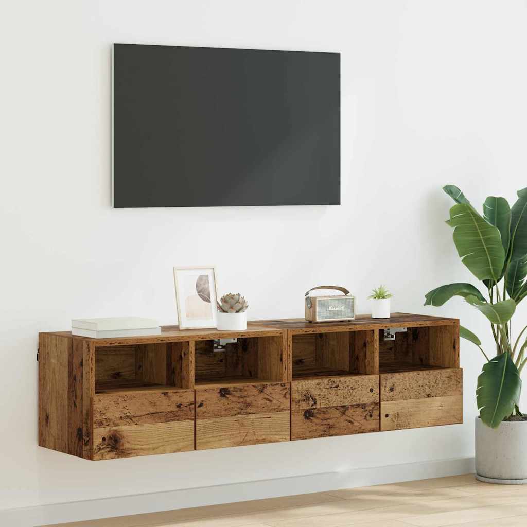 Mobiletti TV da Parete 2 pcs Legno vecchio 60 x 30 x 30 cm