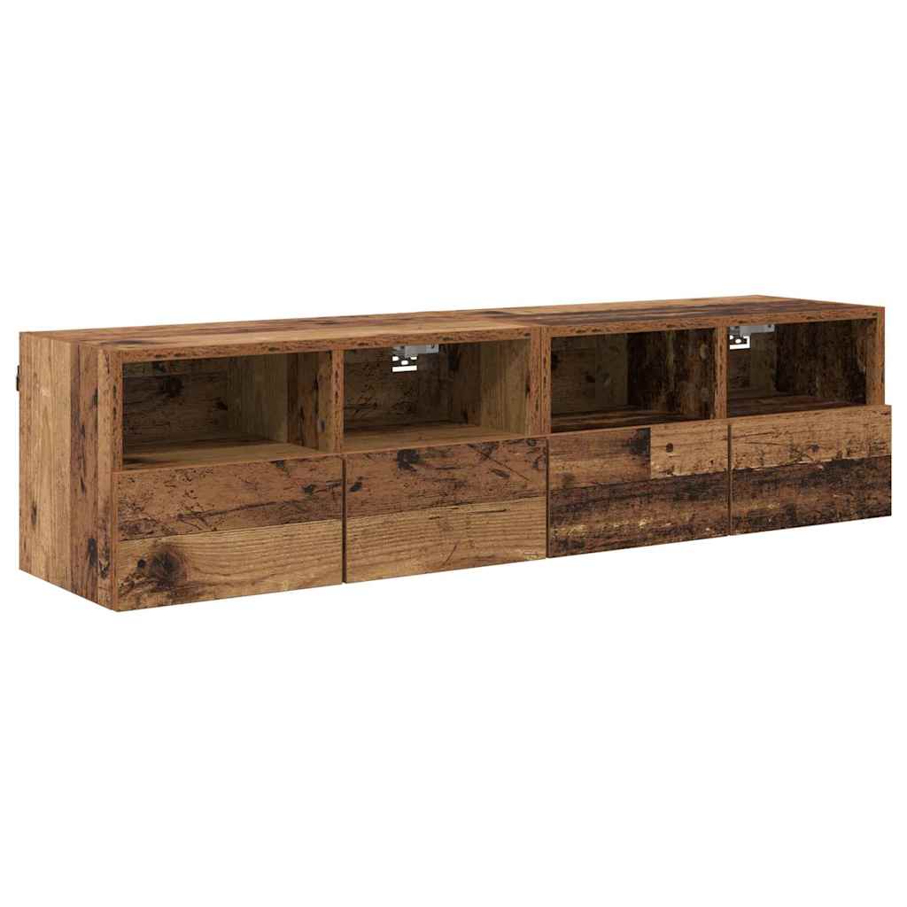 Mobiletti TV da Parete 2 pcs Legno vecchio 60 x 30 x 30 cm