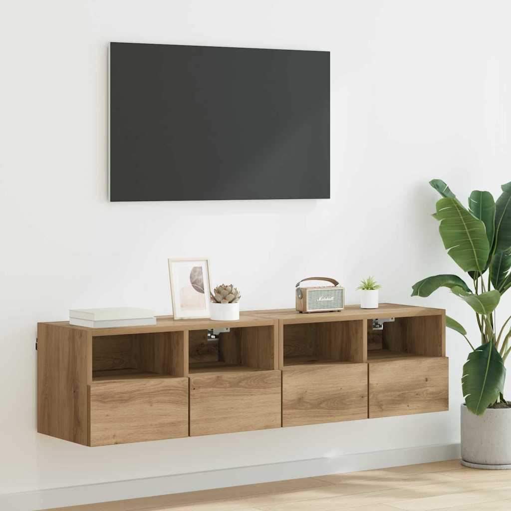 Mobiletti TV da Parete 2 pcs Rovere artigianale 60 x 30 x 30 cm