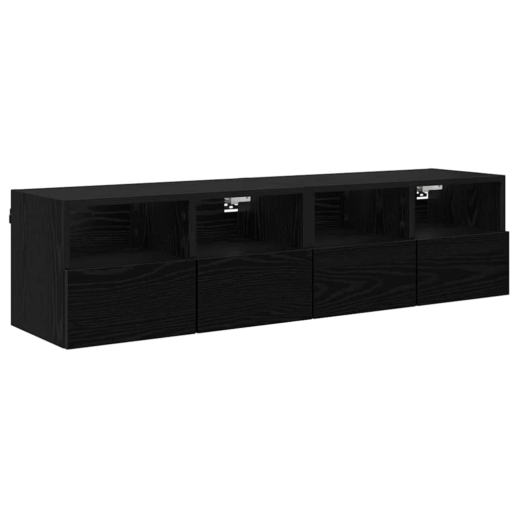 Mobiletti TV da Parete 2 pcs Rovere Nero 60 x 30 x 30 cm
