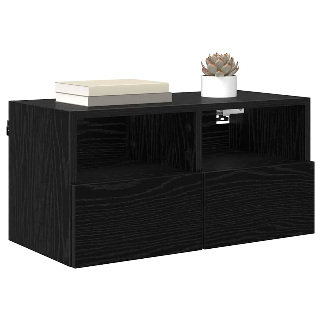 Mobiletti TV da Parete 2 pcs Rovere Nero 60 x 30 x 30 cm