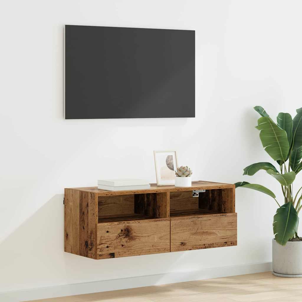Mobile TV da parete Legno vecchio 80 x 30 x 30 cm