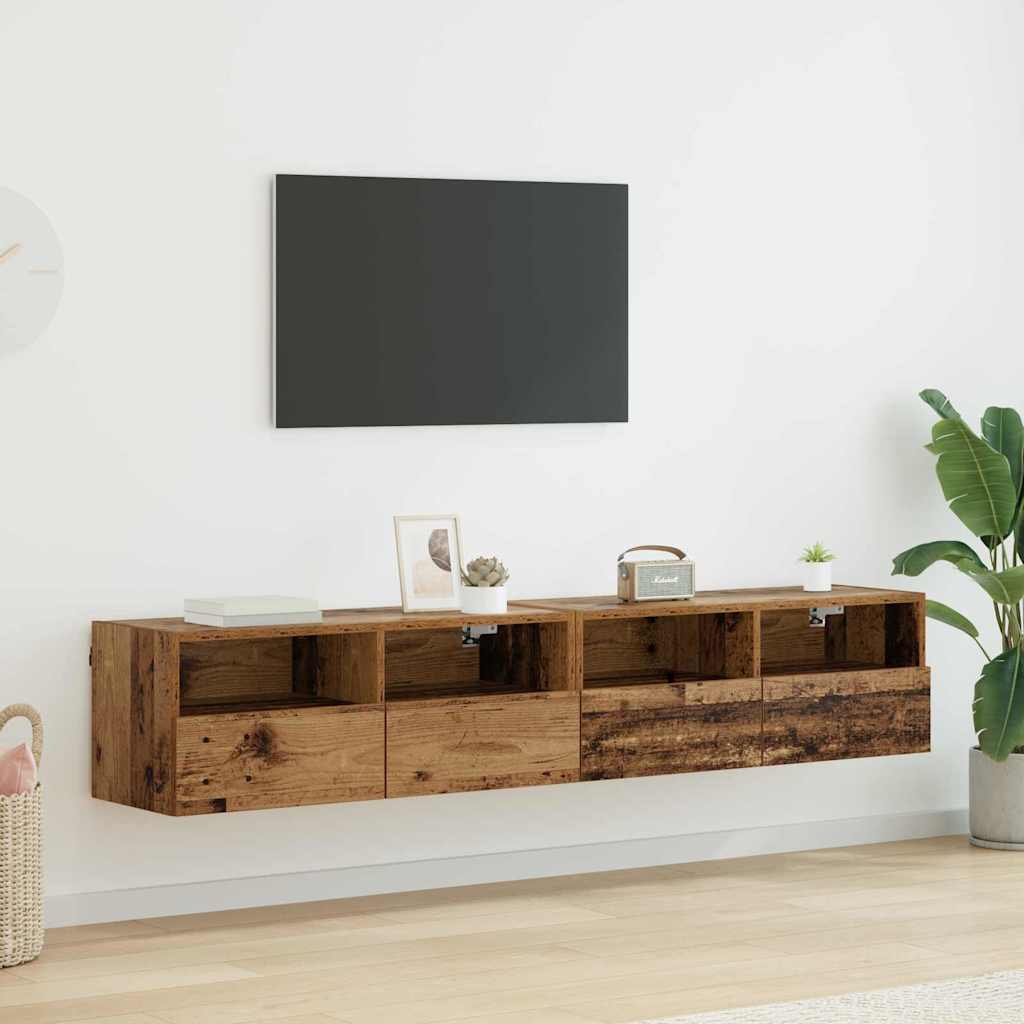 Mobiletti TV da Parete 2 pcs Legno vecchio 80 x 30 x 30 cm