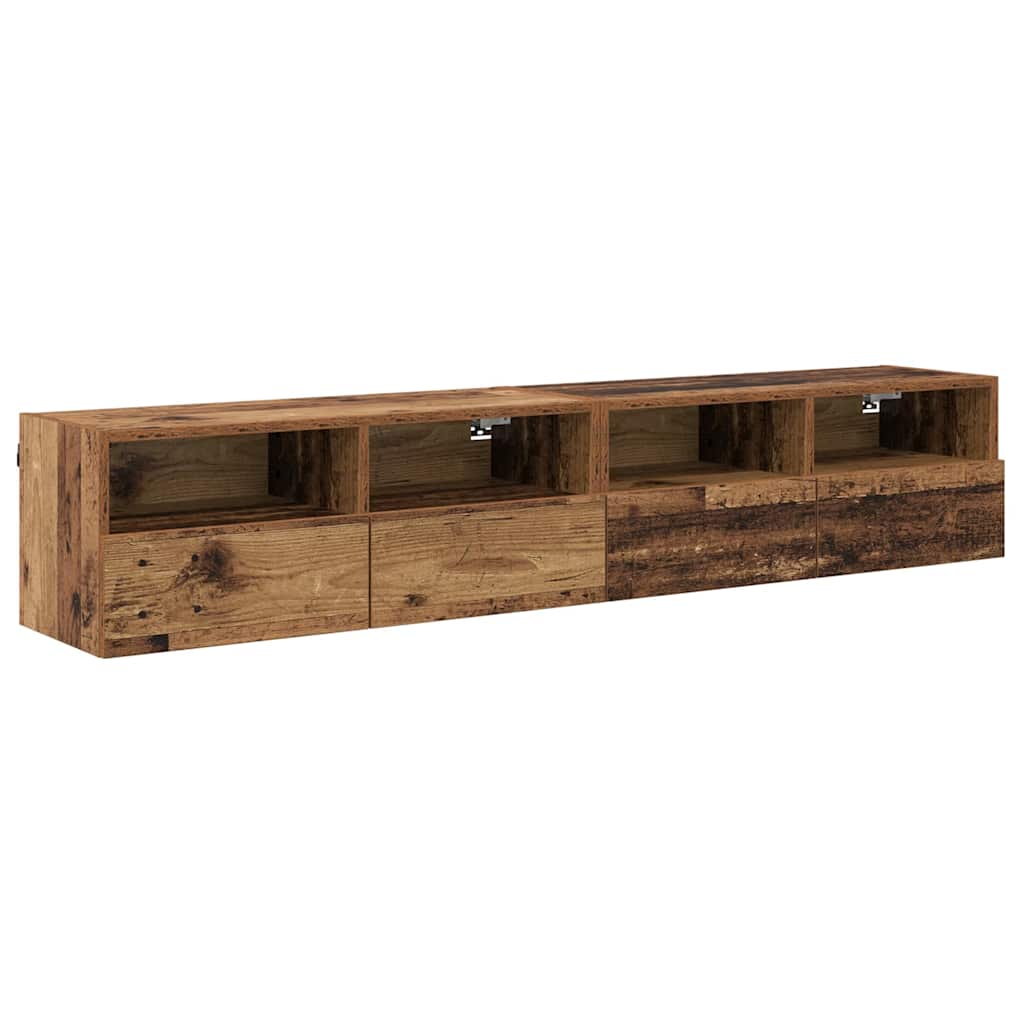 Mobiletti TV da Parete 2 pcs Legno vecchio 80 x 30 x 30 cm