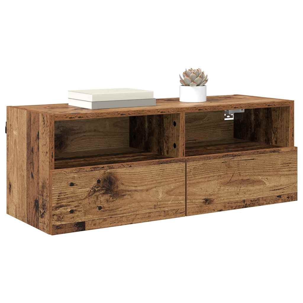 Mobiletti TV da Parete 2 pcs Legno vecchio 80 x 30 x 30 cm