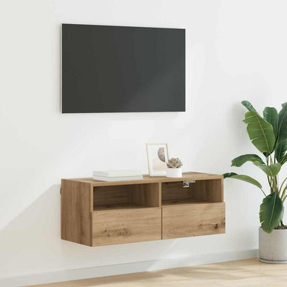 Mobile TV da parete Rovere artigianale 80 x 30 x 30 cm