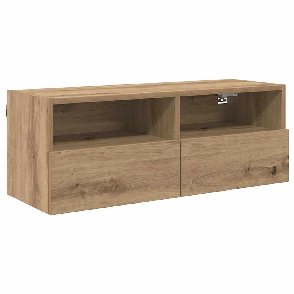 Mobile TV da parete Rovere artigianale 80 x 30 x 30 cm