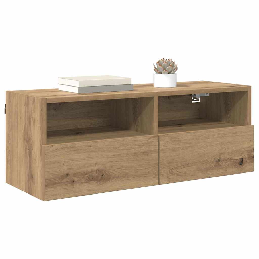 Mobile TV da parete Rovere artigianale 80 x 30 x 30 cm