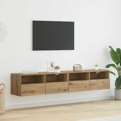 Mobiletti TV da Parete 2 pcs Rovere artigianale 80 x 30 x 30 cm