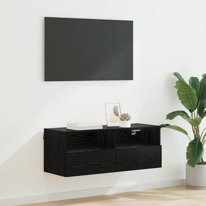 Mobile TV da parete Rovere Nero 80 x 30 x 30 cm