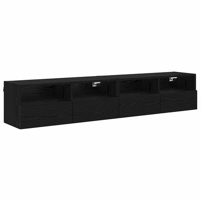 Mobiletti TV da Parete 2 pcs Rovere Nero 80 x 30 x 30 cm