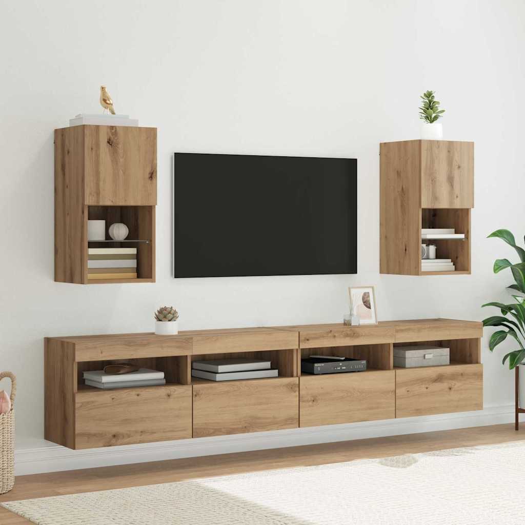 Mobiletti TV a parete 2 pcs Rovere artigianale