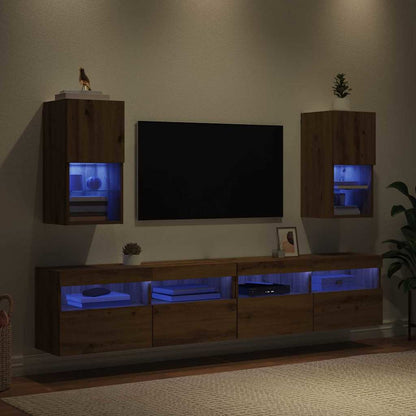 Mobiletti TV a parete 2 pcs Rovere artigianale