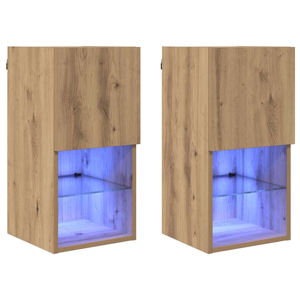 Mobiletti TV a parete 2 pcs Rovere artigianale
