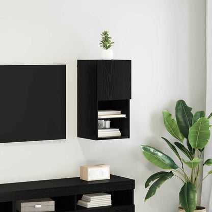 Mobile TV da Parete Rovere Nero 30,5 x 30 x 60 cm