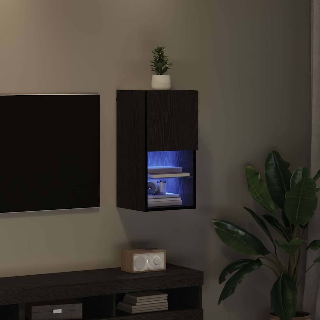Mobile TV da Parete Rovere Nero 30,5 x 30 x 60 cm