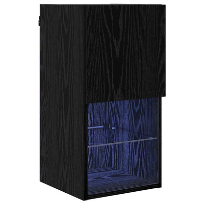 Mobile TV da Parete Rovere Nero 30,5 x 30 x 60 cm