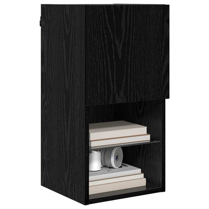 Mobile TV da Parete Rovere Nero 30,5 x 30 x 60 cm