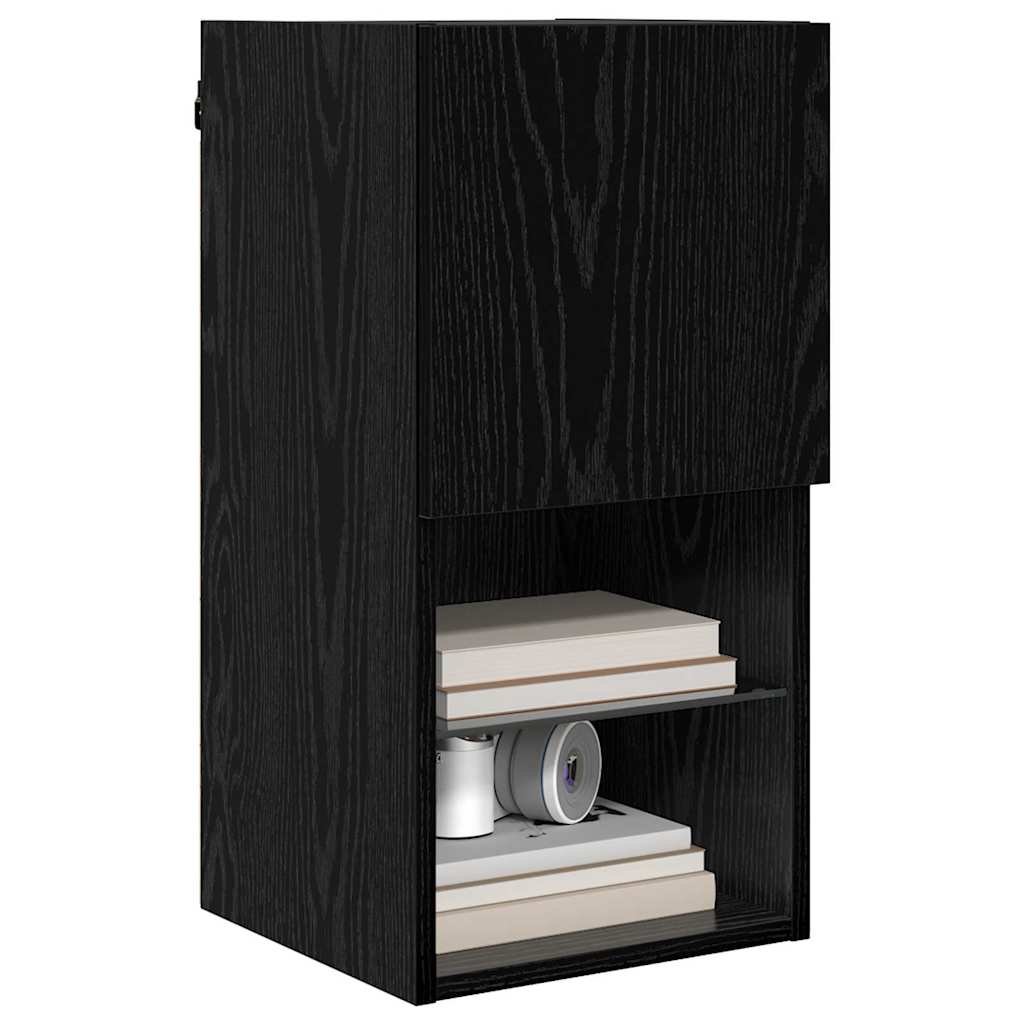Mobile TV da Parete Rovere Nero 30,5 x 30 x 60 cm