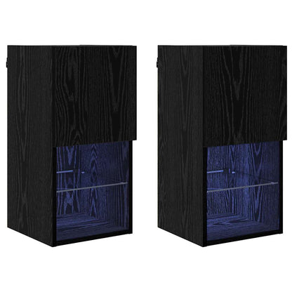 Mobiletti TV a parete 2 pcs Rovere Nero 30,5 x 30 x 60 cm
