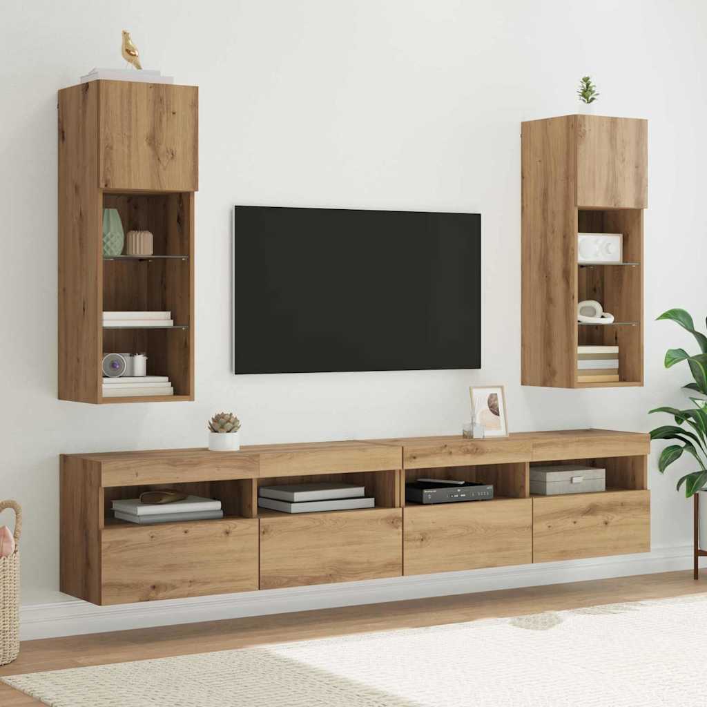 Mobiletti TV a parete 2 pcs Rovere artigianale