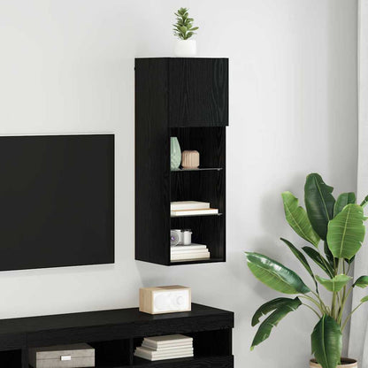 Mobile TV da Parete Rovere Nero 30,5 x 30 x 90 cm