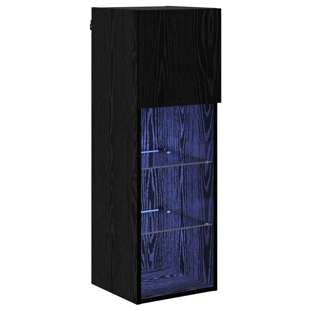 Mobile TV da Parete Rovere Nero 30,5 x 30 x 90 cm