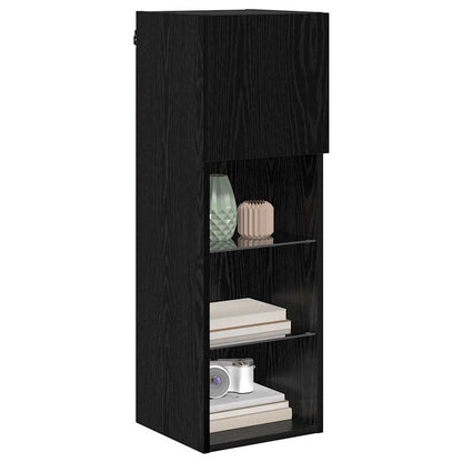 Mobile TV da Parete Rovere Nero 30,5 x 30 x 90 cm