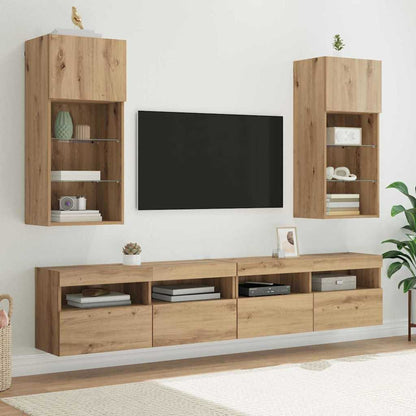Mobiletti TV a parete 2 pcs Rovere artigianale