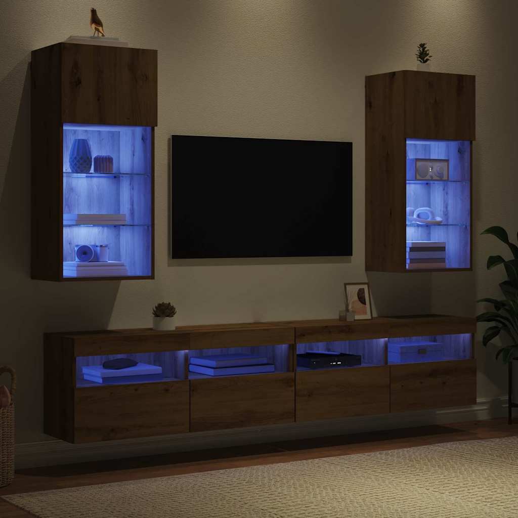 Mobiletti TV a parete 2 pcs Rovere artigianale
