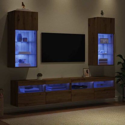 Mobiletti TV a parete 2 pcs Rovere artigianale