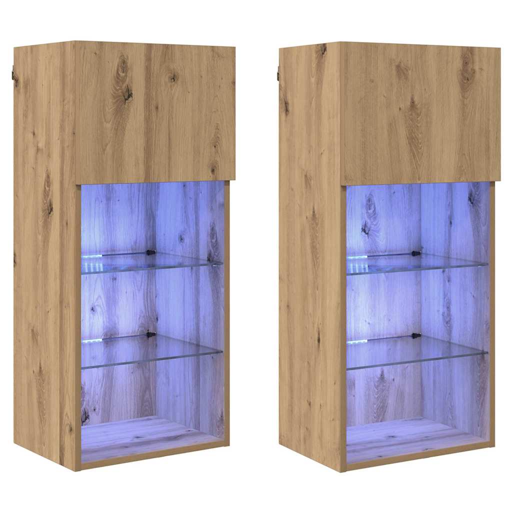 Mobiletti TV a parete 2 pcs Rovere artigianale