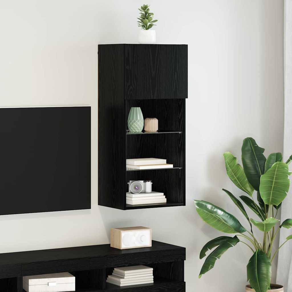 Mobile TV da Parete Rovere Nero 40,5 x 30 x 90 cm