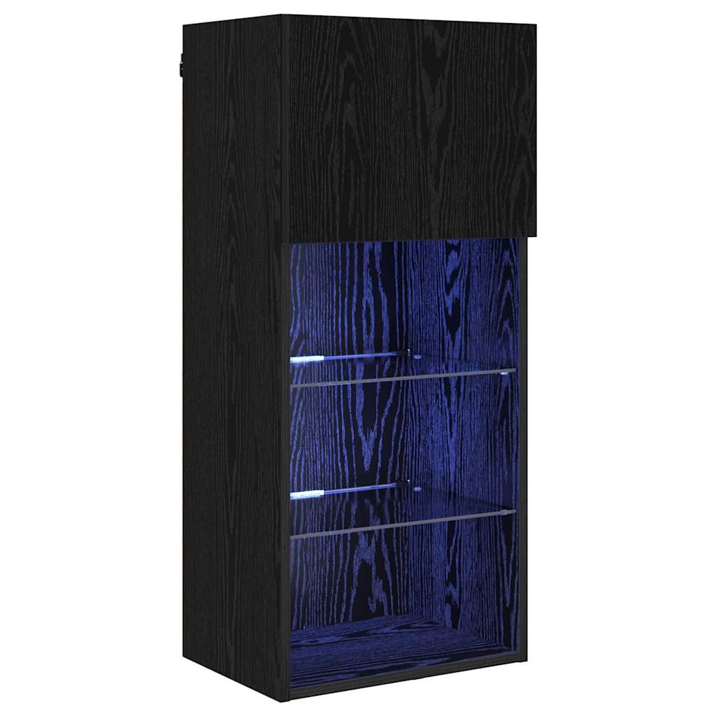Mobile TV da Parete Rovere Nero 40,5 x 30 x 90 cm
