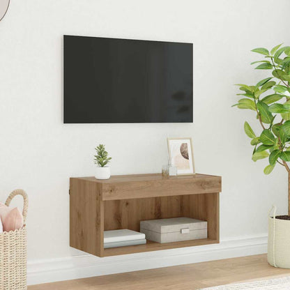 Set mobile TV con led Rovere artigianale Legno multistrato