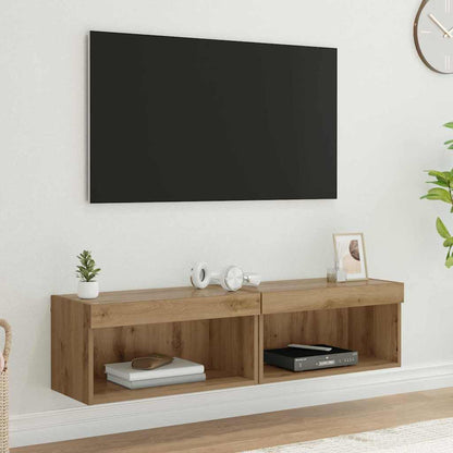 Set mobile TV con led Rovere artigianale Legno multistrato