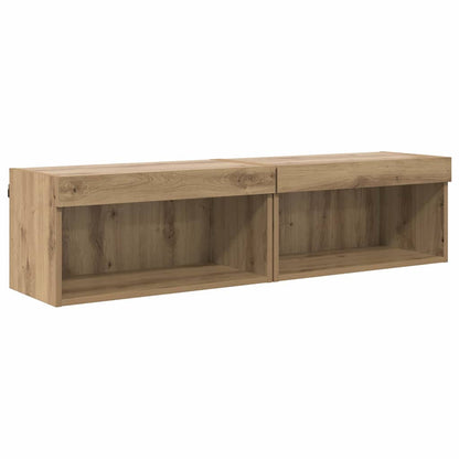 Set mobile TV con led Rovere artigianale Legno multistrato
