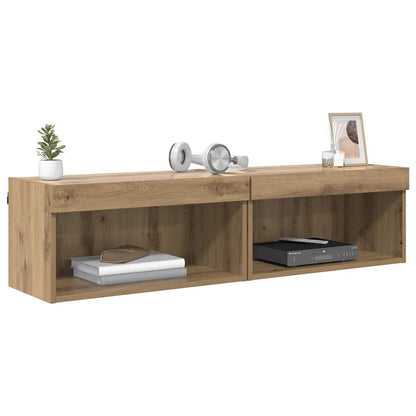 Set mobile TV con led Rovere artigianale Legno multistrato