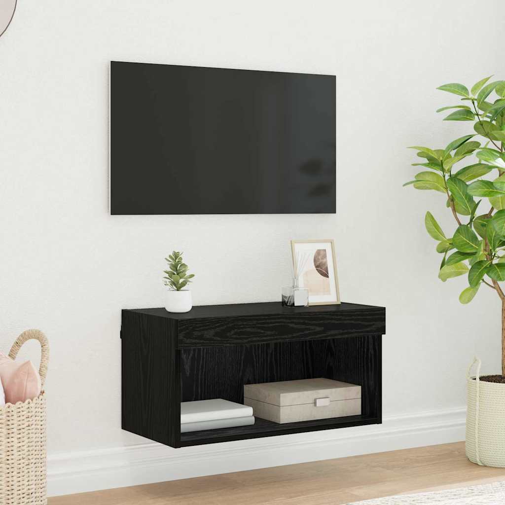 Set mobile TV con led Rovere Nero Legno multistrato
