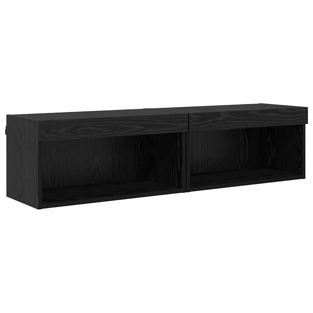 Set mobile TV con led Rovere Nero Legno multistrato