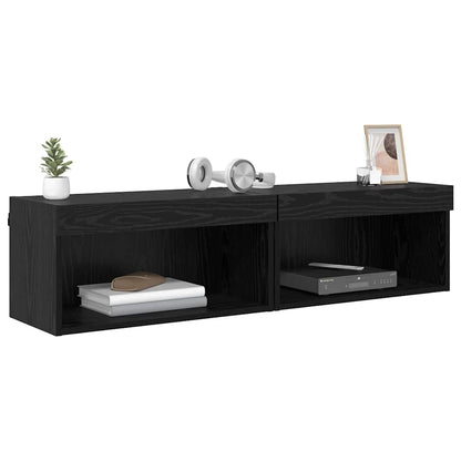 Set mobile TV con led Rovere Nero Legno multistrato