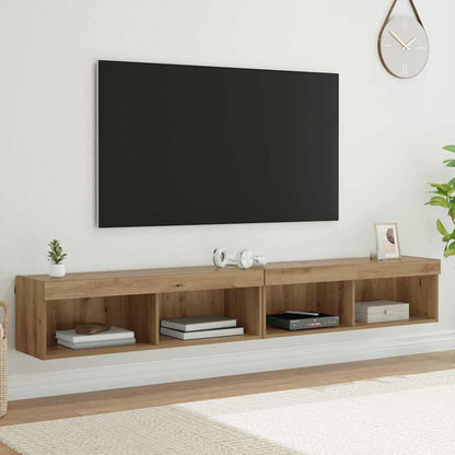 Set mobile TV con led Rovere artigianale Legno multistrato