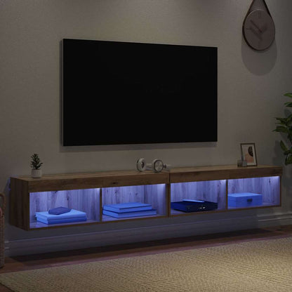 Set mobile TV con led Rovere artigianale Legno multistrato