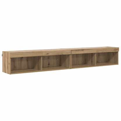 Set mobile TV con led Rovere artigianale Legno multistrato