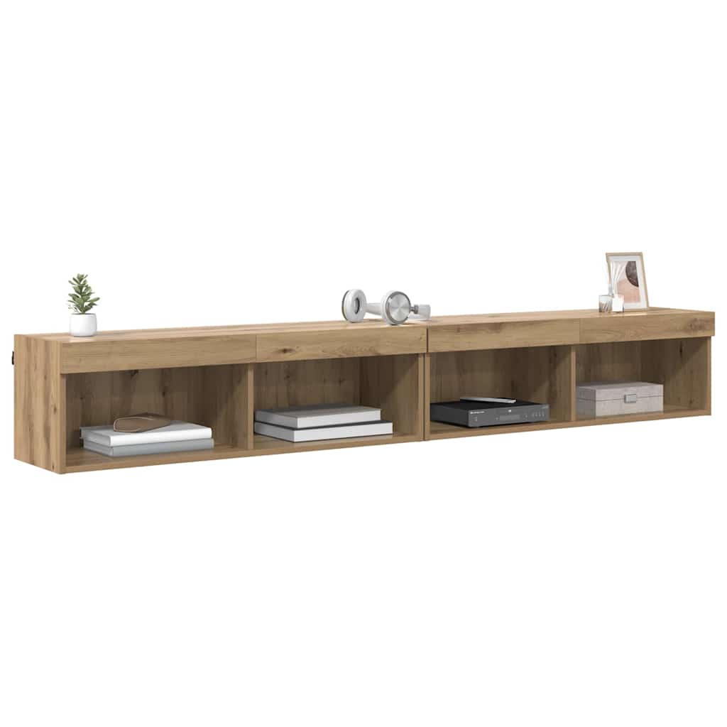 Set mobile TV con led Rovere artigianale Legno multistrato