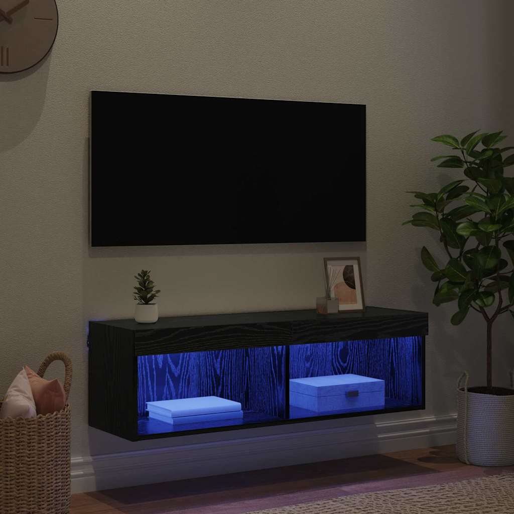 Mobile TV da parete Panama Rovere Nero 100 x 30 x 30 cm