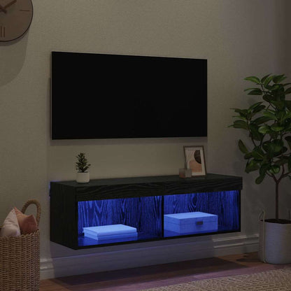 Mobile TV da parete Panama Rovere Nero 100 x 30 x 30 cm