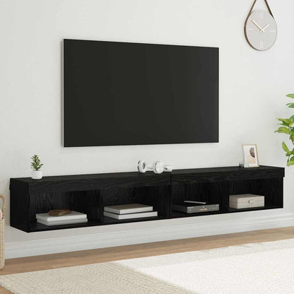 Set mobile TV con led Rovere Nero Legno multistrato