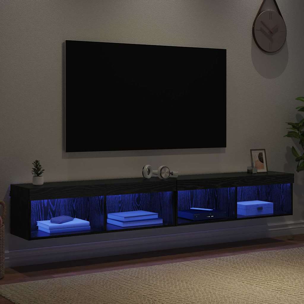 Set mobile TV con led Rovere Nero Legno multistrato