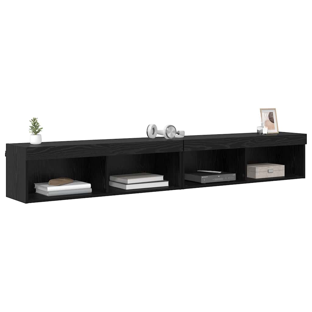 Set mobile TV con led Rovere Nero Legno multistrato